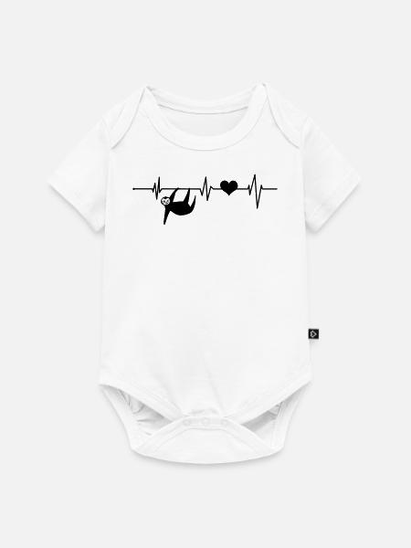 Herzschlag Faultier EKG Chiller Chill faul lustig - Baby Premium Kurzarmbody - Weiß
