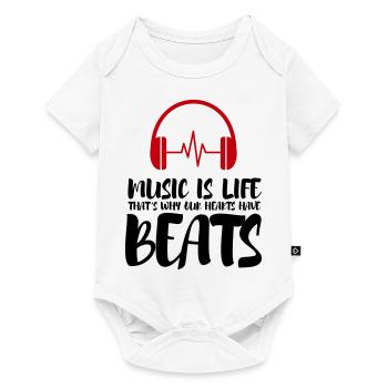 La musique, c’est la vie et c’est pourquoi la vie bat - Body à manches courtes Premium Bébé - blanc - Devant