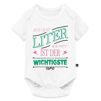 müde witzig kaffeebecher geek becher geschenk - Baby Premium Kurzarmbody - Weiß - Vorne