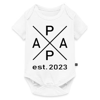 Papa est. 2023 - Baby Premium Kurzarmbody - Weiß - Vorne