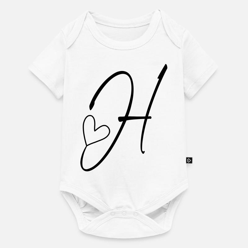 Lettre H Lettre H Calligraphie - Body à manches courtes Premium Bébé - blanc
