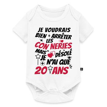 conneries 20 ans / cadeau anniversaire 20 ans - Body à manches courtes Premium Bébé - blanc - Devant