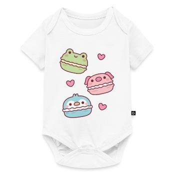Cute Green Frog Pink Piggy Blue Penguin Macarons - Baby Premium short-sleeve bodysuit - white - Front