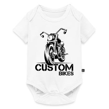 custom bikes Biker Garage Motorrad Illustration - Baby Premium Kurzarmbody - Weiß - Vorne