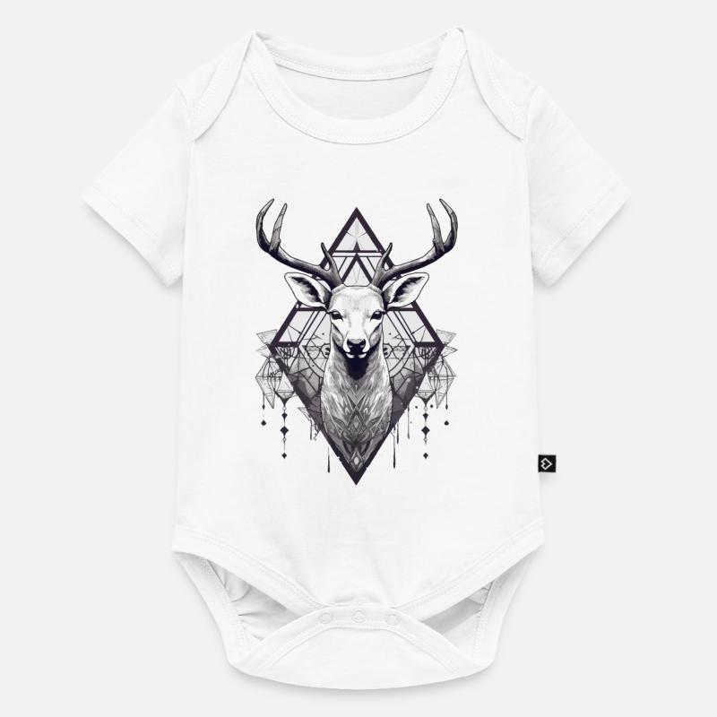 cerf noir et blanc style boho - Body à manches courtes Premium Bébé - blanc