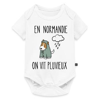 en normandie on vit pluvieux - Body à manches courtes Premium Bébé - blanc - Devant