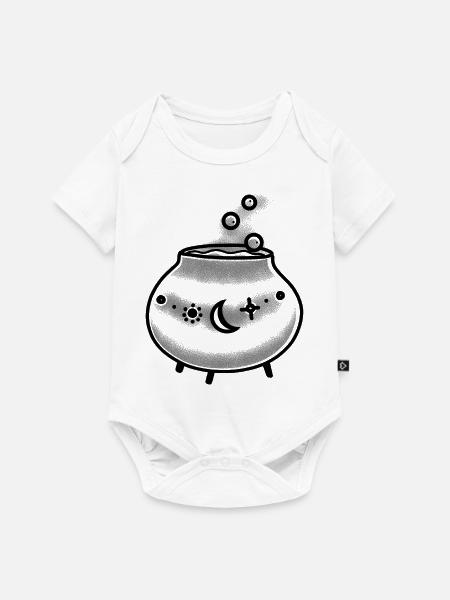 Magischer Hexenkessel mit Blasen - Baby Premium Kurzarmbody - Weiß