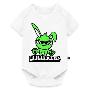 Easter Bunny Rabbit Cute Piano Keyboard Playing - Baby Premium short-sleeve bodysuit - white - Front