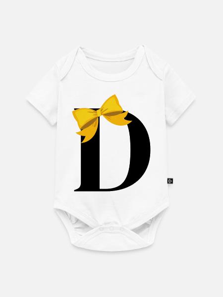 Buchstabe d gelber Knoten - Baby Premium Kurzarmbody - Weiß