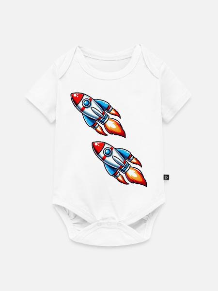 raketen - Baby Premium Kurzarmbody - Weiß