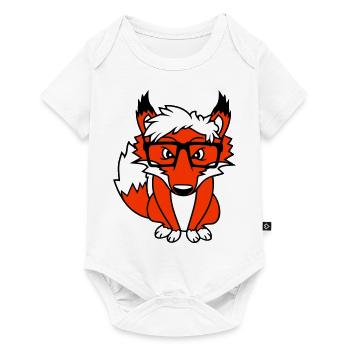 Fox Nerd Horn-rimmed Glasses Geek Smart Intelligent Cool - Baby Premium short-sleeve bodysuit - white - Front
