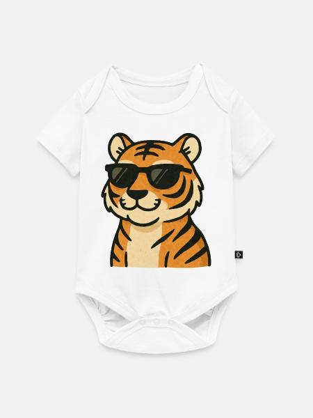 tiger comic - Baby Premium Kurzarmbody - Weiß