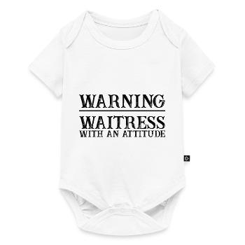 Avertissement Serveuse Avec Une Attitude 2 - Body à manches courtes Premium Bébé - blanc - Devant