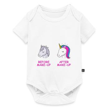 Make-Up Einhorn T-Shirt Geschenk Idee Geburtstag - Baby Premium Kurzarmbody - Weiß - Vorne