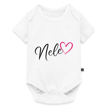 Nele Name Vorname Herz Pink - Baby Premium Kurzarmbody - Weiß - Vorne