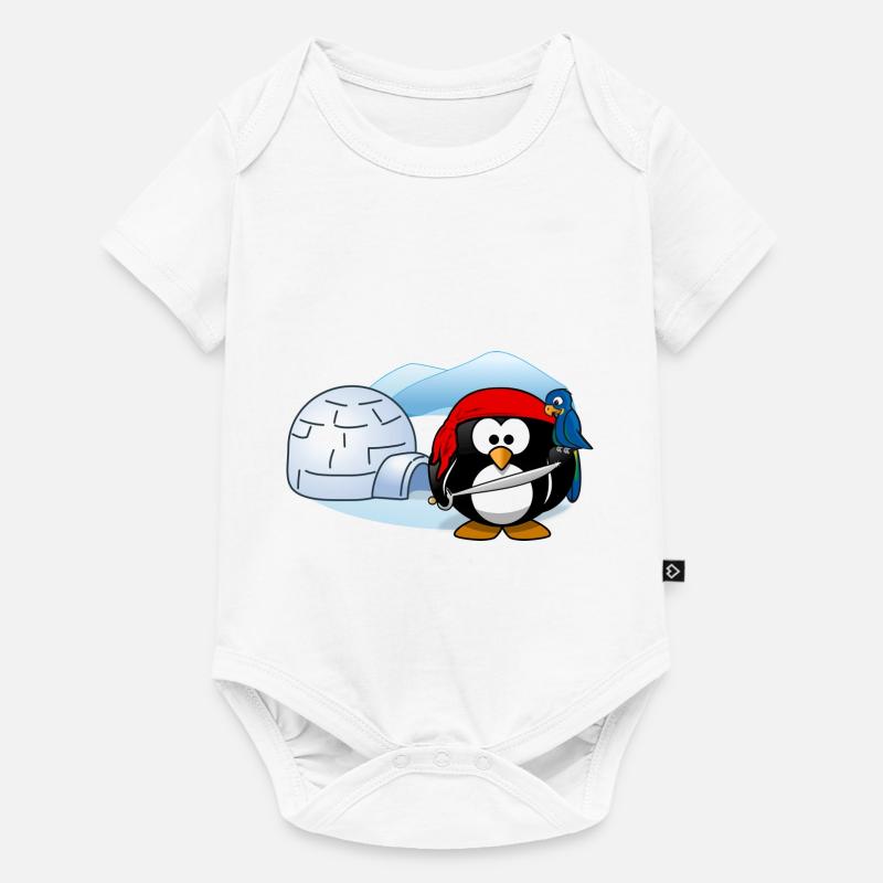 Pirate penguin with sword, parrot and igloo. - Baby Premium short-sleeve bodysuit - white