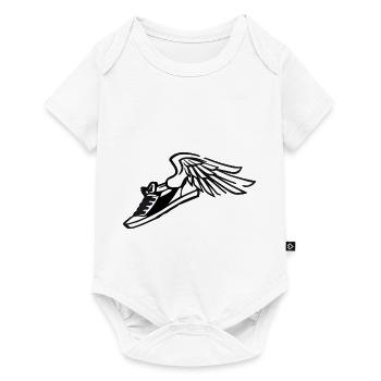 Turnschuh mit Flügeln Sneaker - Baby Premium Kurzarmbody - Weiß - Vorne
