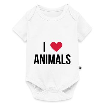 J'aime les animaux! disant cadeau - Body à manches courtes Premium Bébé - blanc - Devant