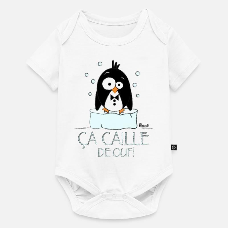 Manchot "Ça"Caille" - Body à manches courtes Premium Bébé - blanc