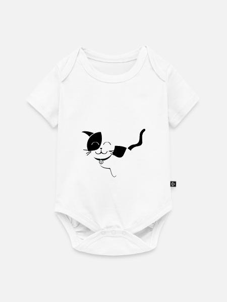 cat black and white - Baby Premium Kurzarmbody - Weiß