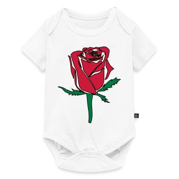 fleur rose - Body à manches courtes Premium Bébé - blanc - Devant