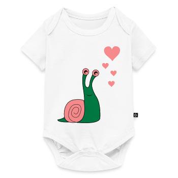 schnecke_verliebt_02 - Baby Premium short-sleeve bodysuit - white - Front