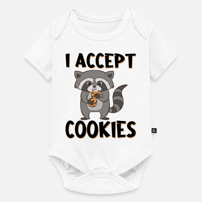 Raton laveur avec des biscuits et un sort. I Accept Cookies. - Body à manches courtes Premium Bébé - blanc