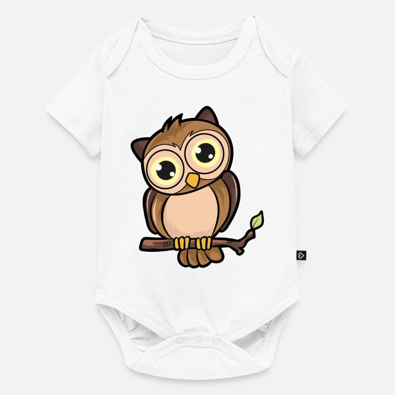 Eule - Baby Premium Kurzarmbody - Weiß