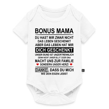 Bonus Mama Danke Stiefmutter - Baby Premium Kurzarmbody - Weiß - Vorne