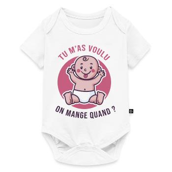 J'ai faim, cadeau de naissance bébé humour - Body à manches courtes Premium Bébé - blanc - Devant