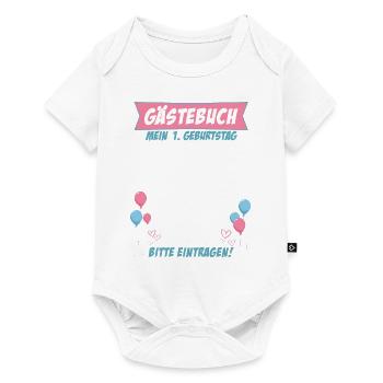 Gästebuch - Erster Geburtstag - Kleinkind Geschenk - Baby Premium Kurzarmbody - Weiß - Vorne