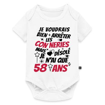 conneries 58 ans / cadeau anniversaire 58 ans - Body à manches courtes Premium Bébé - blanc - Devant