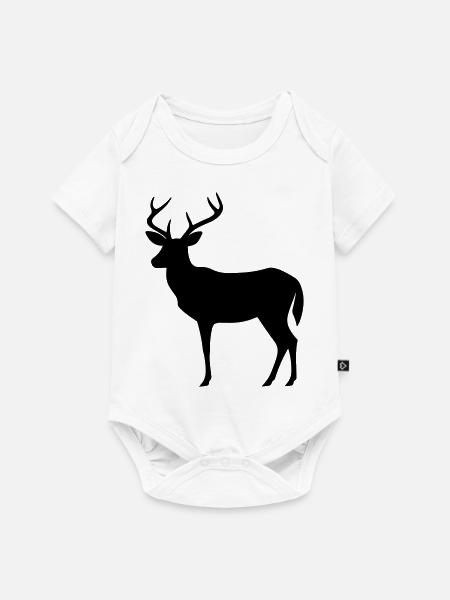 Hirsch - Baby Premium Kurzarmbody - Weiß