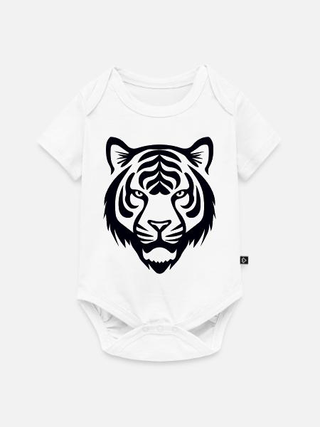 Felin Dschungel-Tigerkopf - Baby Premium Kurzarmbody - Weiß