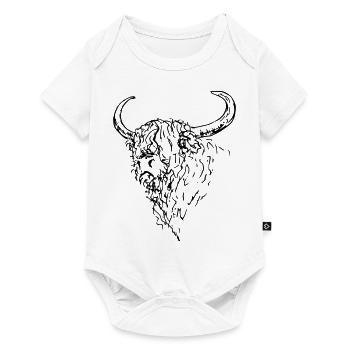 Tough line drawing Scottish Highlander or buffalo - Baby Premium short-sleeve bodysuit - white - Front