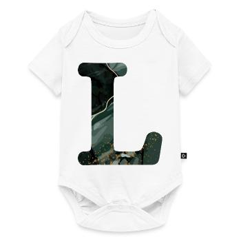 Lettre l marbré vert - Body à manches courtes Premium Bébé - blanc - Devant