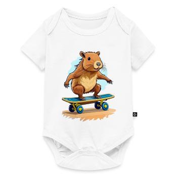 Ein Capybara fährt Skateboard - Baby Premium Kurzarmbody - Weiß - Vorne
