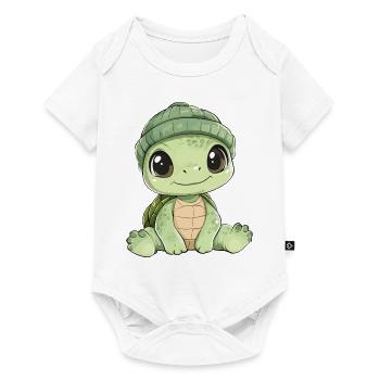 tortue mignon mignon bébé enfants animal dessin animé - Body à manches courtes Premium Bébé - blanc - Devant