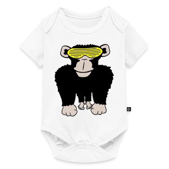 Funky Sonnenbrille Gorilla Cooler Party Affe Spaß - Baby Premium Kurzarmbody - Weiß - Vorne