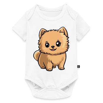 Poméranien Chien Bande Dessinée Mignon Poméranien - Body à manches courtes Premium Bébé - blanc - Devant