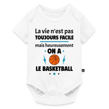 La vie n'est pas toujours facile, basketball - Body à manches courtes Premium Bébé - blanc - Devant