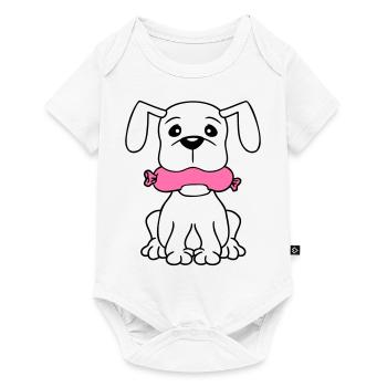 Chien Saucisse Bouche Faim Nourriture Mange Saucisses Sucré - Body à manches courtes Premium Bébé - blanc - Devant