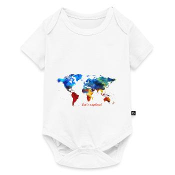 Lets explore! Weltkarte - Baby Premium Kurzarmbody - Weiß - Vorne