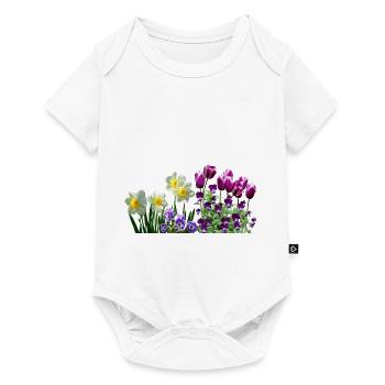 daffodils narzissen tulips tulpen stiefmuetterchen - Baby Premium Kurzarmbody - Weiß - Vorne