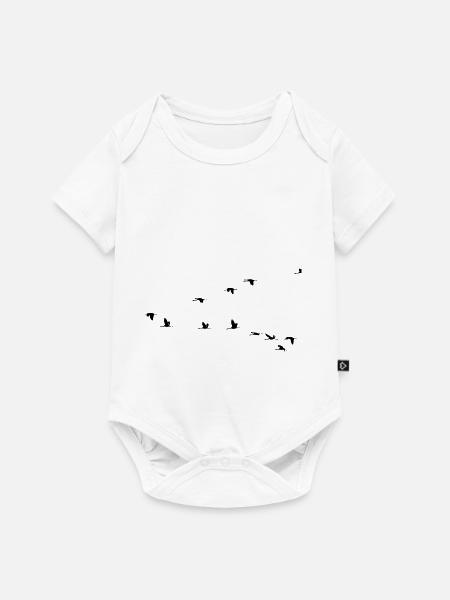 Vogel Kranich Storch Schwarm - Baby Premium Kurzarmbody - Weiß