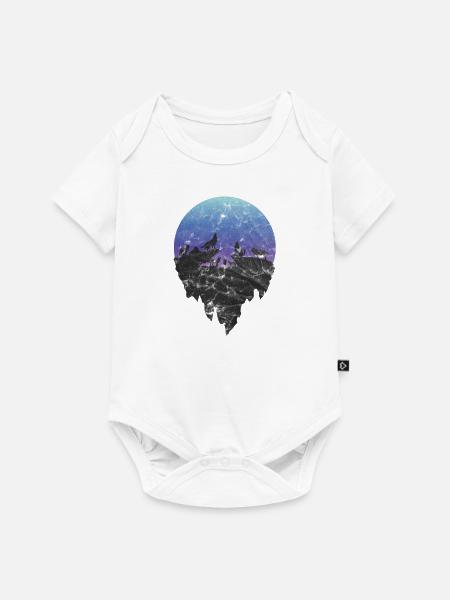 Geschenk Silhouette Wolf Mond heulen Rudel Mond - Baby Premium Kurzarmbody - Weiß
