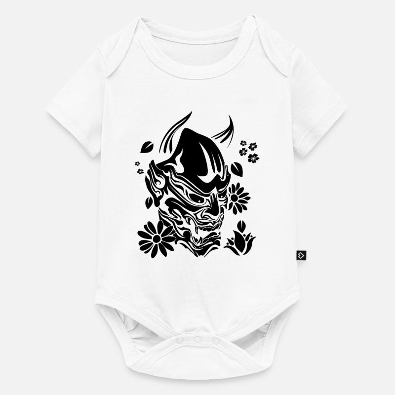 Diable avec des fleurs noires - Body à manches courtes Premium Bébé - blanc