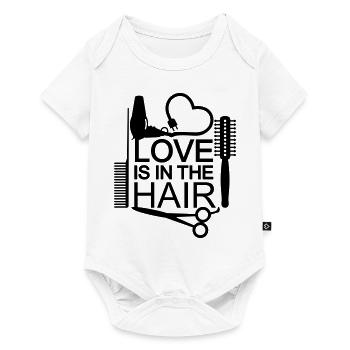 L'amour est dans les cheveux (coiffeur, 1c) - Body à manches courtes Premium Bébé - blanc - Devant
