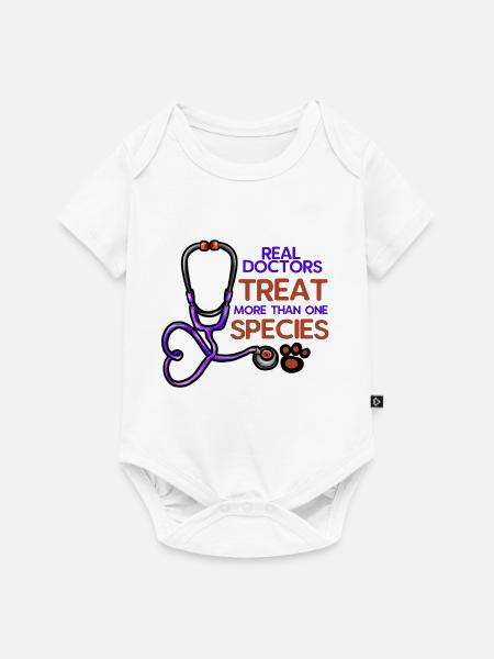 Tierarzt Tierärztin Veterinär Stethoskop Pfote - Baby Premium Kurzarmbody - Weiß