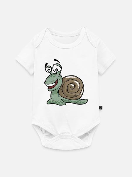 Glückliche Schnecke Cartoon Comic Langsam - Baby Premium Kurzarmbody - Weiß